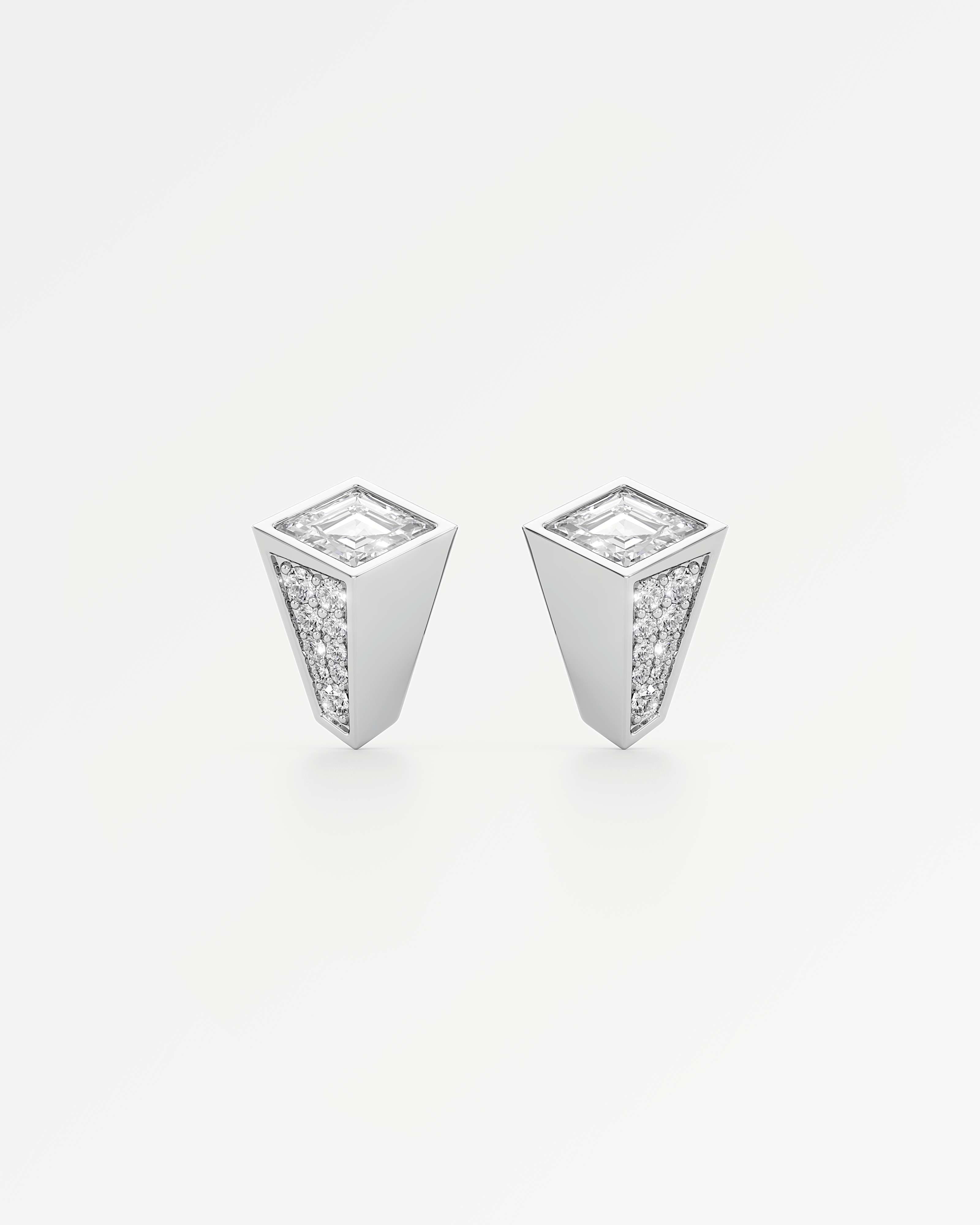 AM To Beyond Speigl Pavé Diamond Stud Earrings, In 14K White Gold (1.09 ctw)