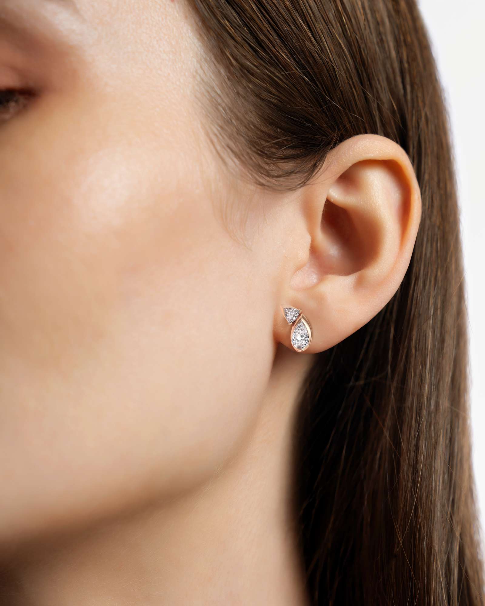 Pinnacle Levenne Diamond Stud Earrings, In 14K Rose Gold (1.64 ctw)