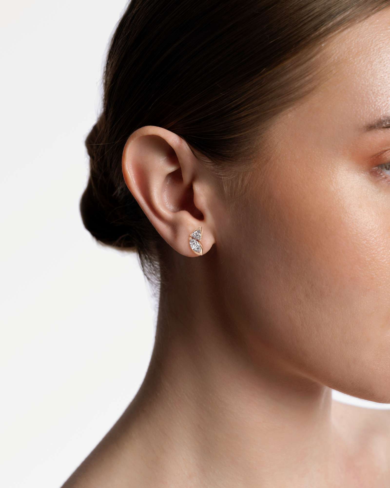 Pinnacle Levé Diamond Stud Earrings, In 14K Rose Gold (1.80 ctw)