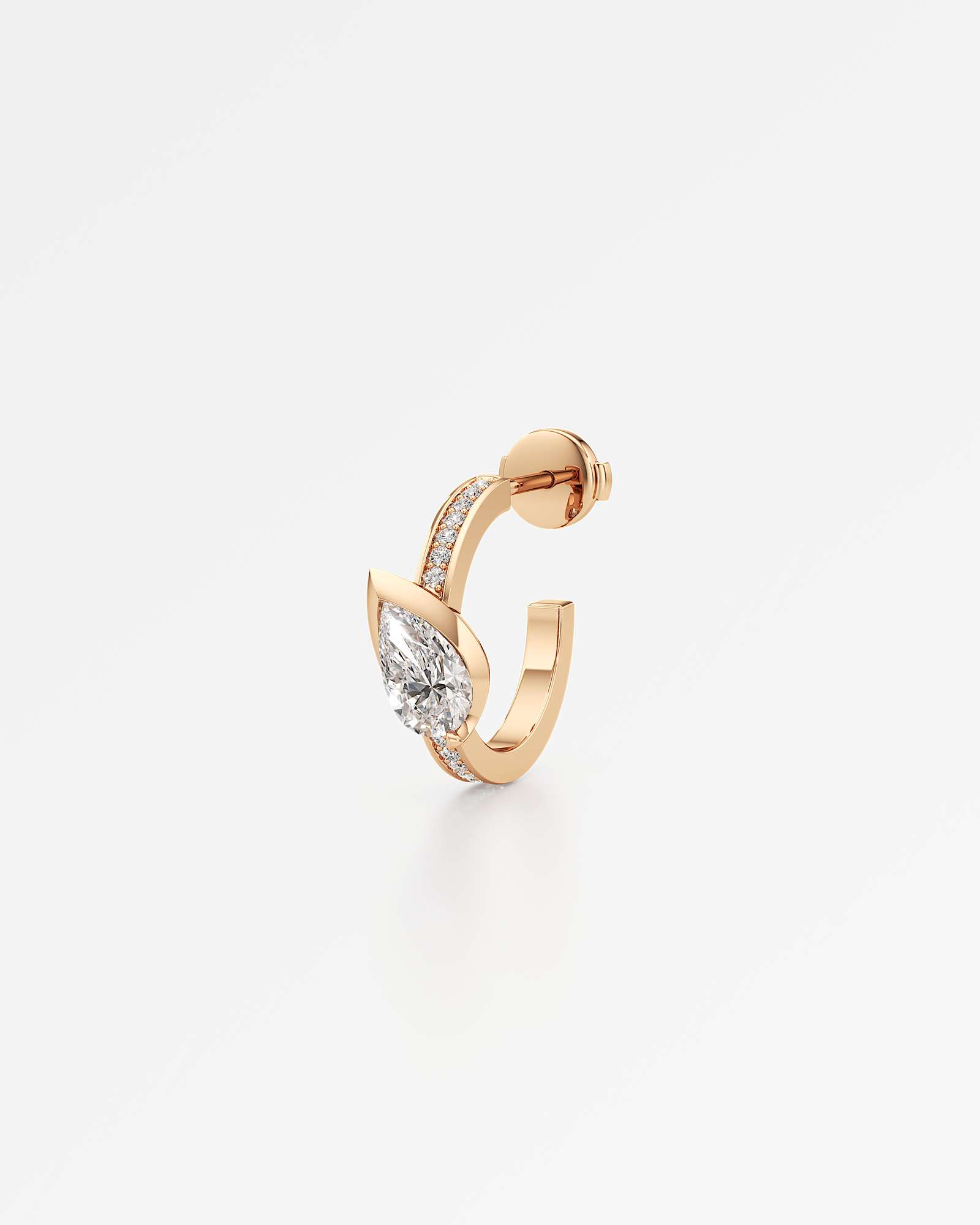 Pinnacle Ridaris Diamond Hoop Earrings, With 0.50 ct Pear Cut in 14K Rose Gold (1.14 ctw)