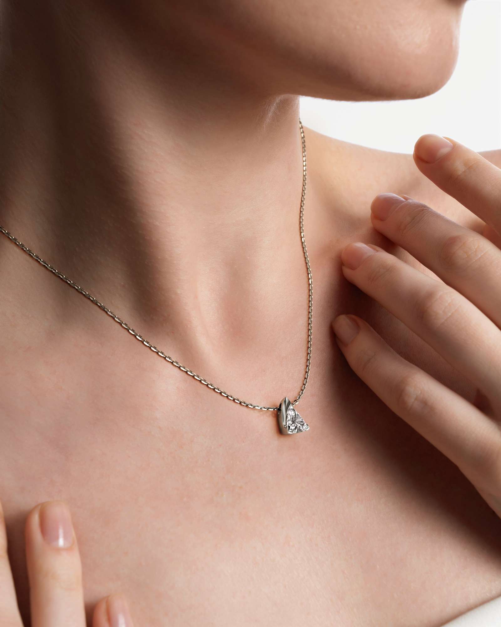Pinnacle Apitris Diamond Pendant, With Trillion Cut in 14K White Gold (1.00 ctw)