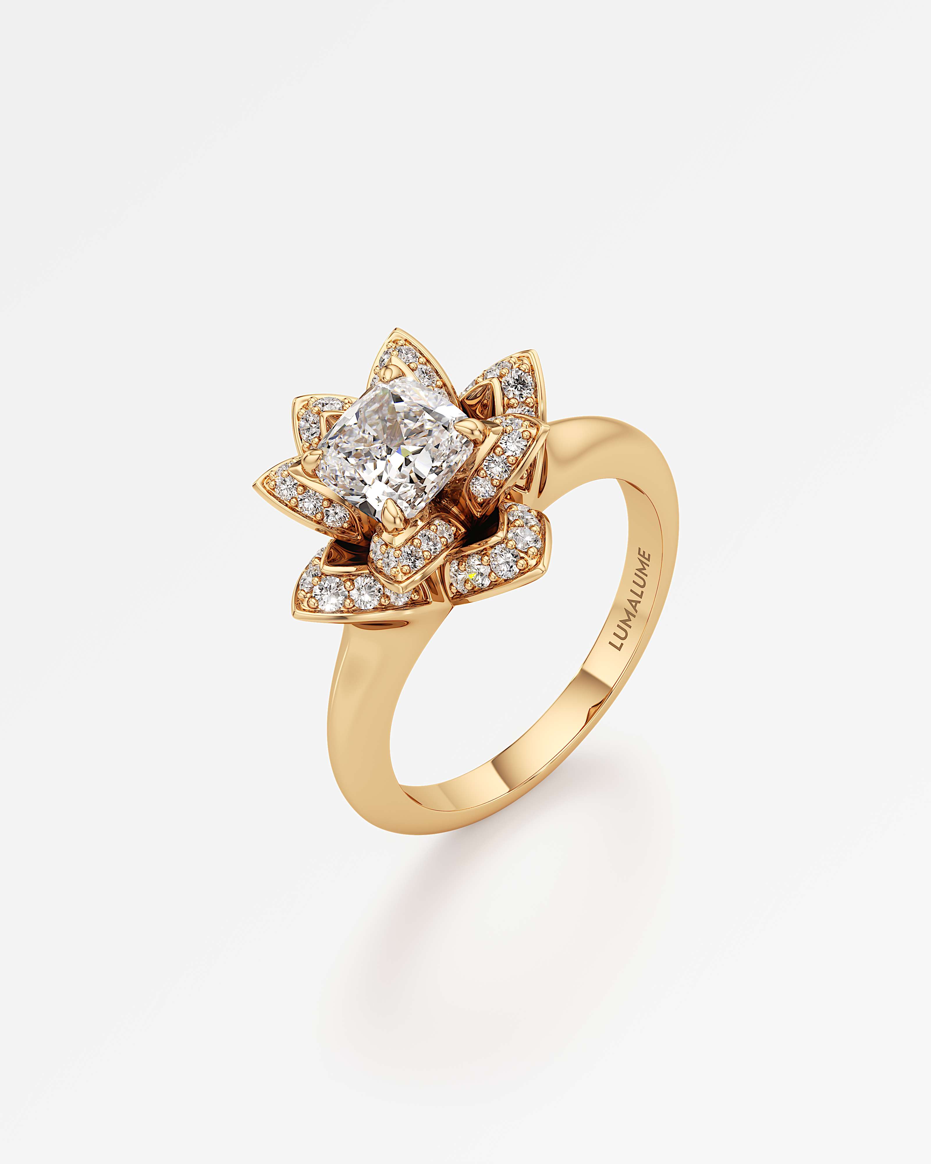 Velara Eterna Diamond Engagement Ring, With 1.00 ct Cushion Cut in 14K Yellow Gold (1.43 ctw)