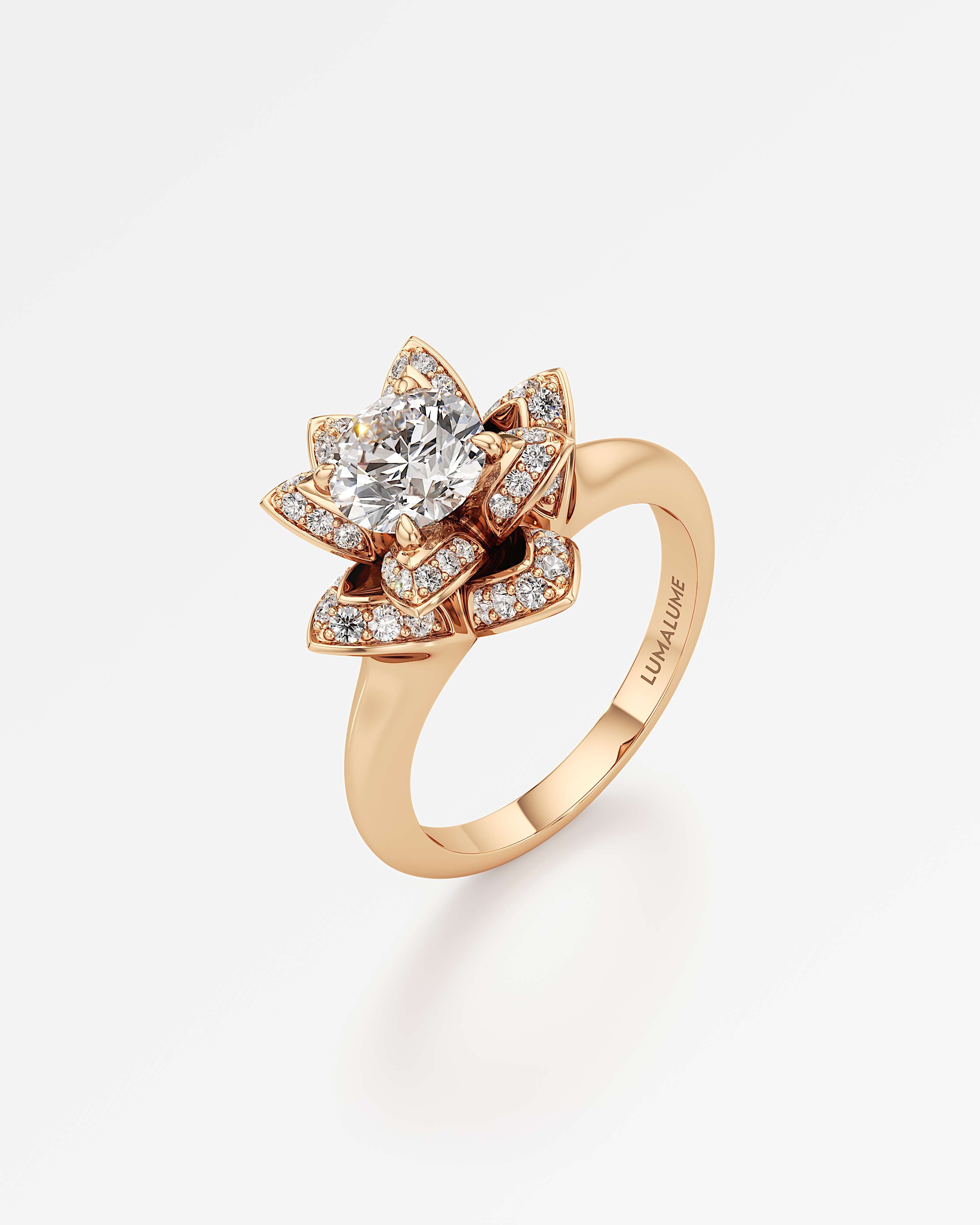 Velara Eterna Diamond Engagement Ring, With 1.00 ct Round Cut in 14K Rose Gold (1.43 ctw)