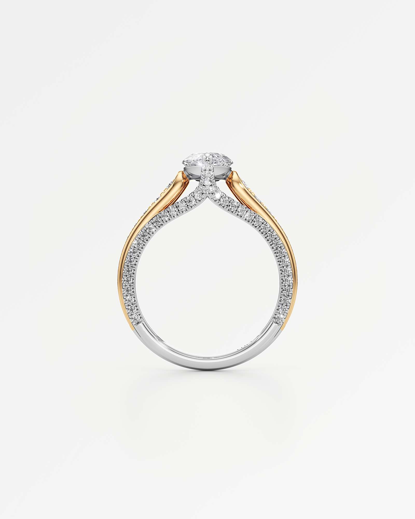 Verve Irene Diamond Engagement Ring, With 1.50 ct Marquise Cut in 14K White & Yellow Gold (2.30 ctw)