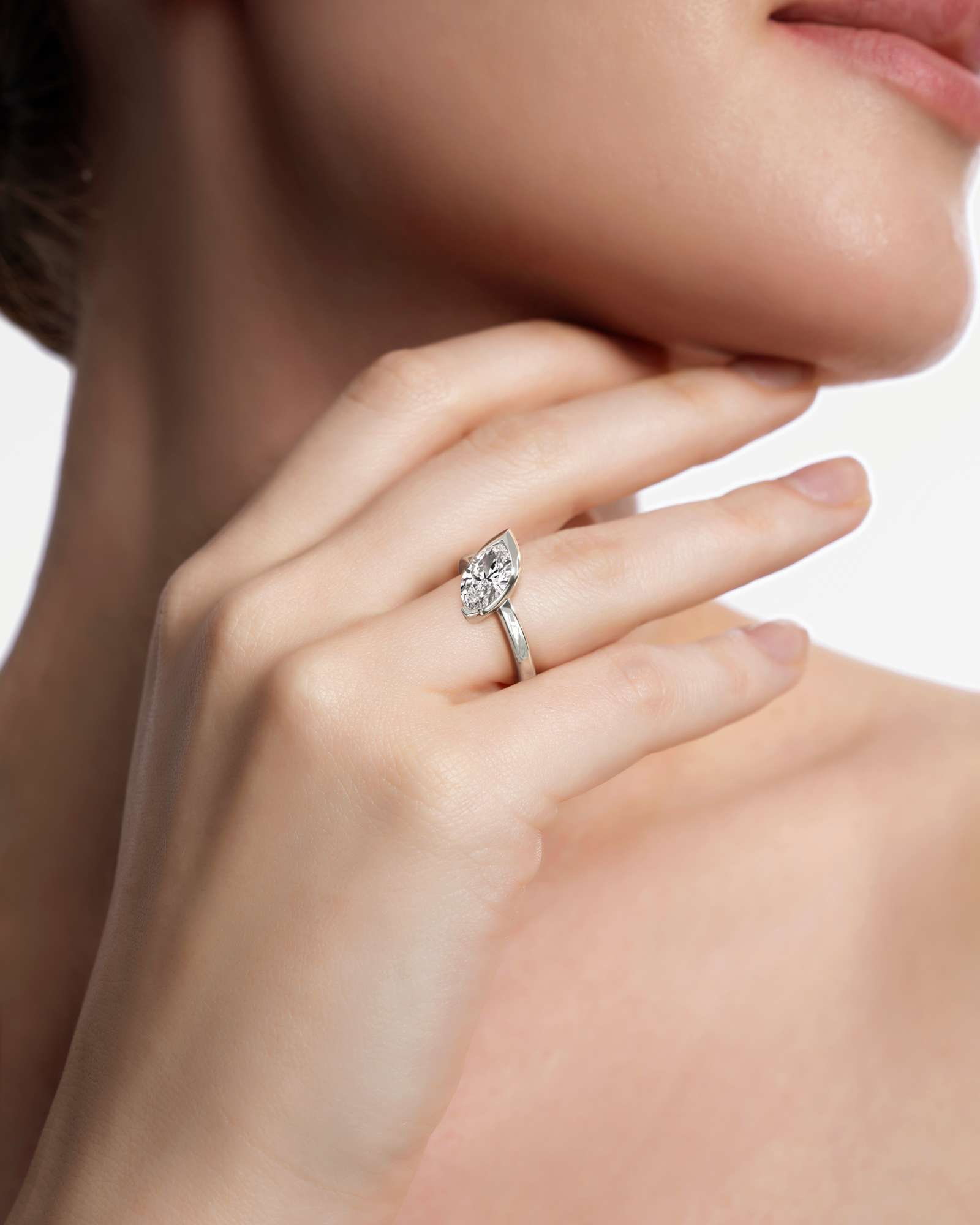 Pinnacle Apixa Diamond Ring, With Marquise Cut in 14K White Gold (1.50 ctw)