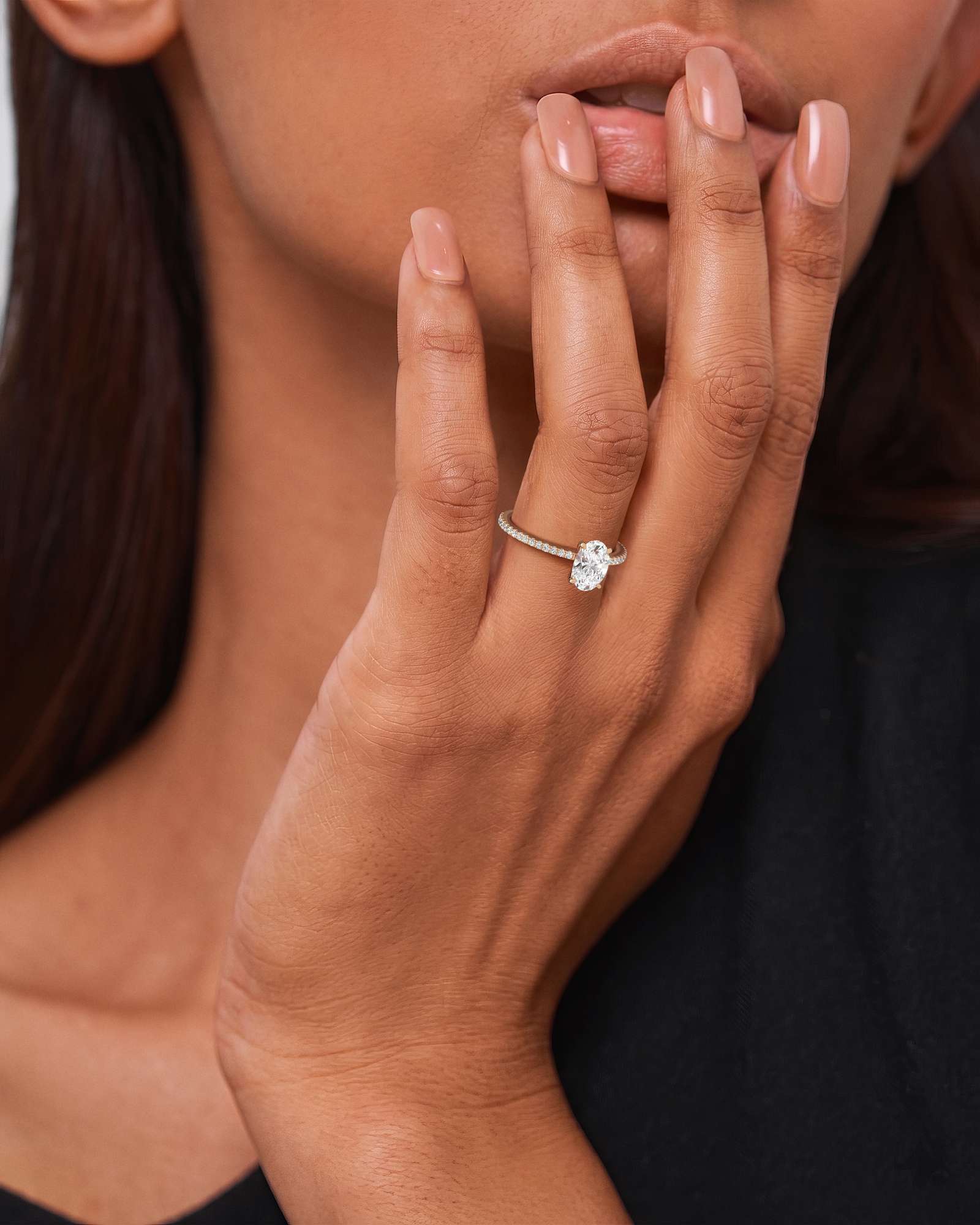 Verve Elin Solitaire Diamond Engagement Ring, With 1.00 ct Oval Cut in 14K Rose Gold (1.20 ctw)