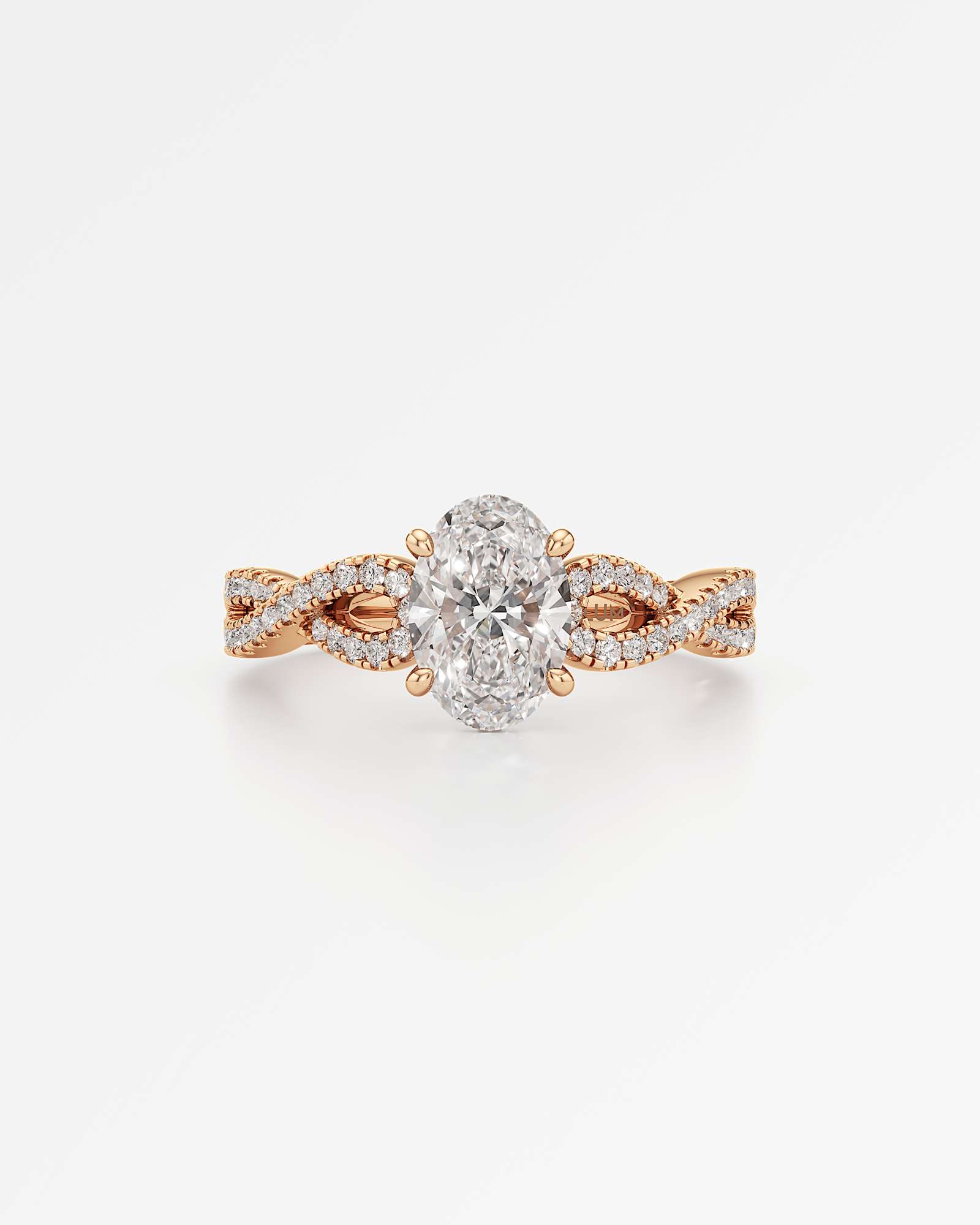 Verve Alessia Hidden Halo Diamond Engagement Ring, With 1.00 ct Oval Cut in 14K Rose Gold (1.37 ctw)