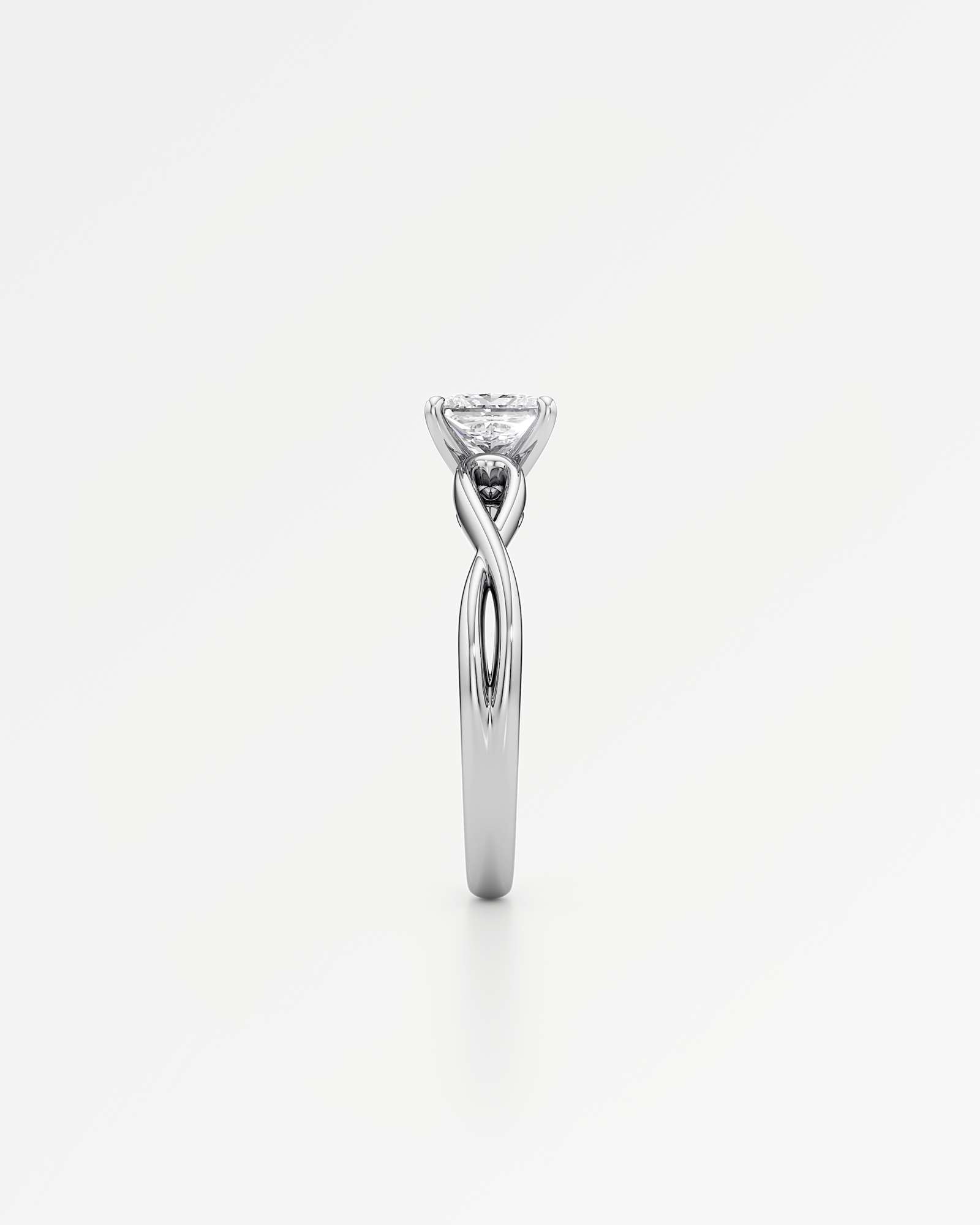 Verve Amelia Solitaire Diamond Engagement Ring, With 1.00 ct Princess Cut in 14K White Gold (1.00 ctw)