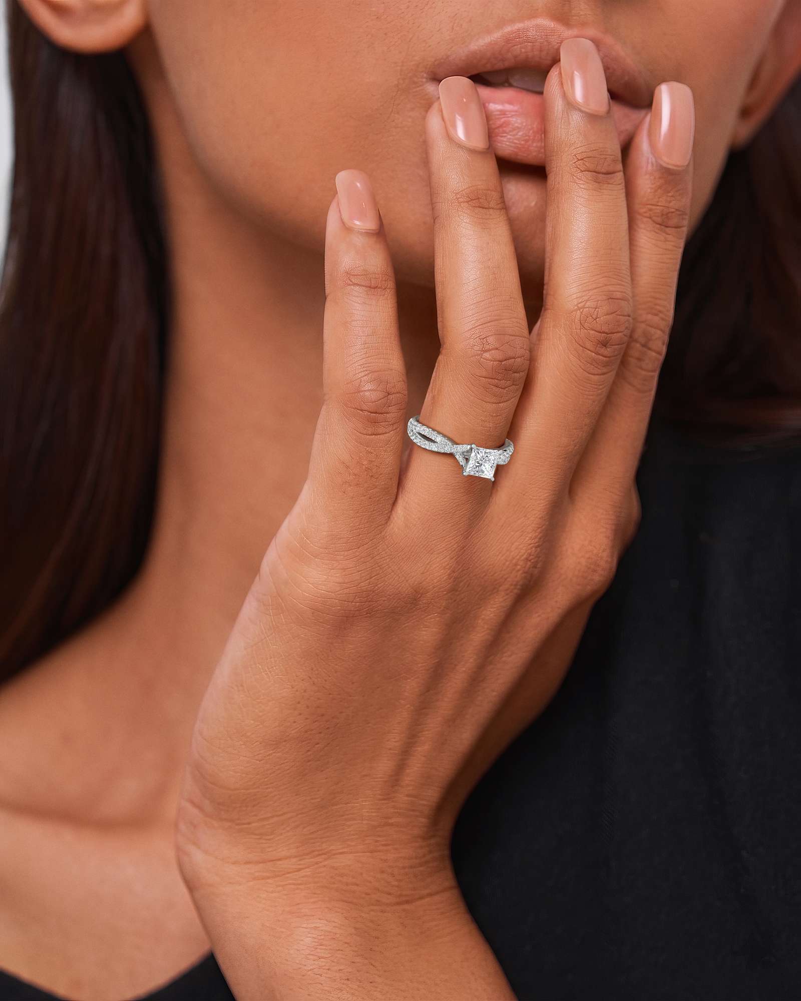 Verve Arabella Solitaire Diamond Engagement Ring, With 1.00 ct Princess Cut in 14K White Gold (1.37 ctw)