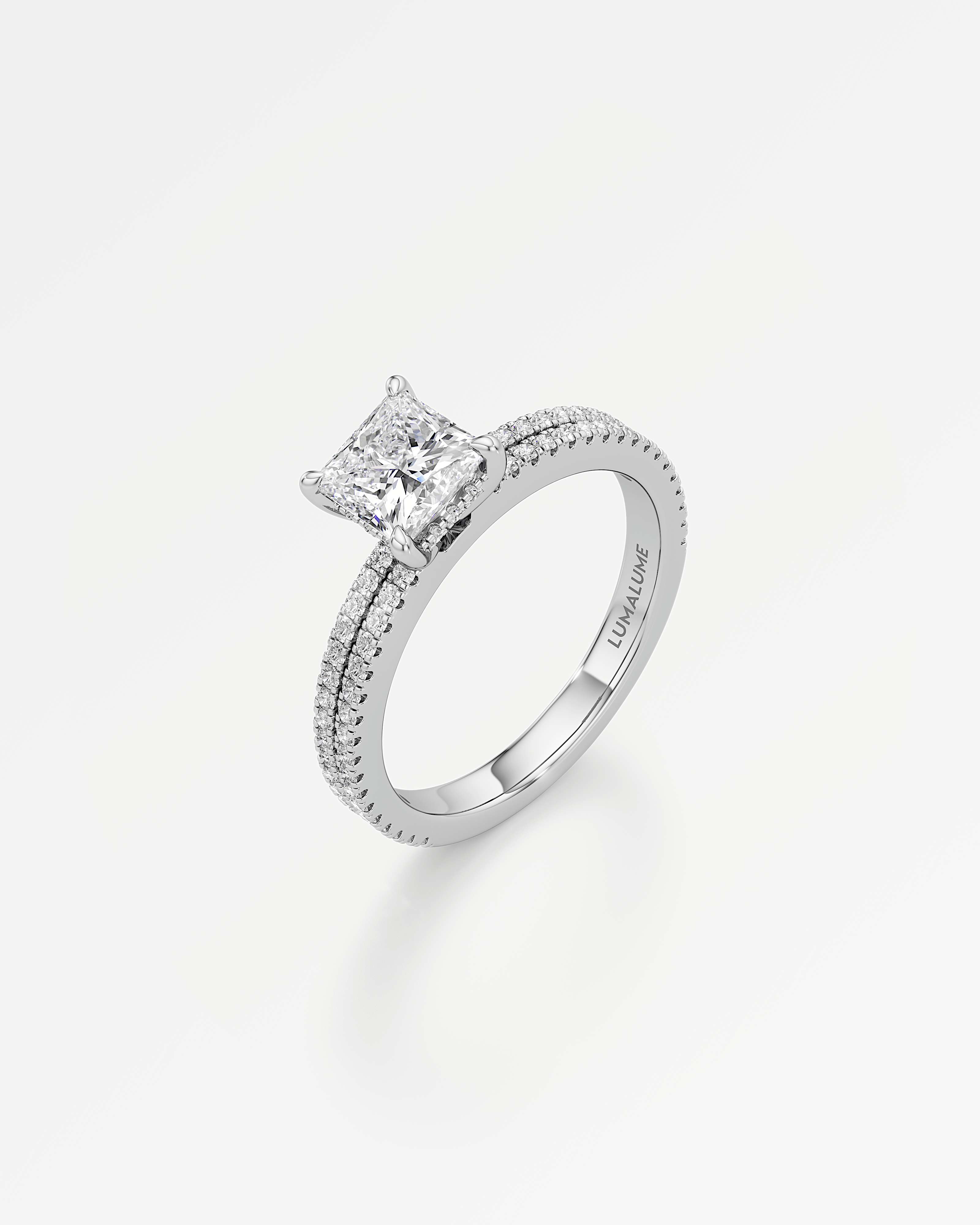 Verve Chiara Hidden Halo Diamond Engagement Ring, With 1.00 ct Princess Cut in 14K White Gold (1.40 ctw)