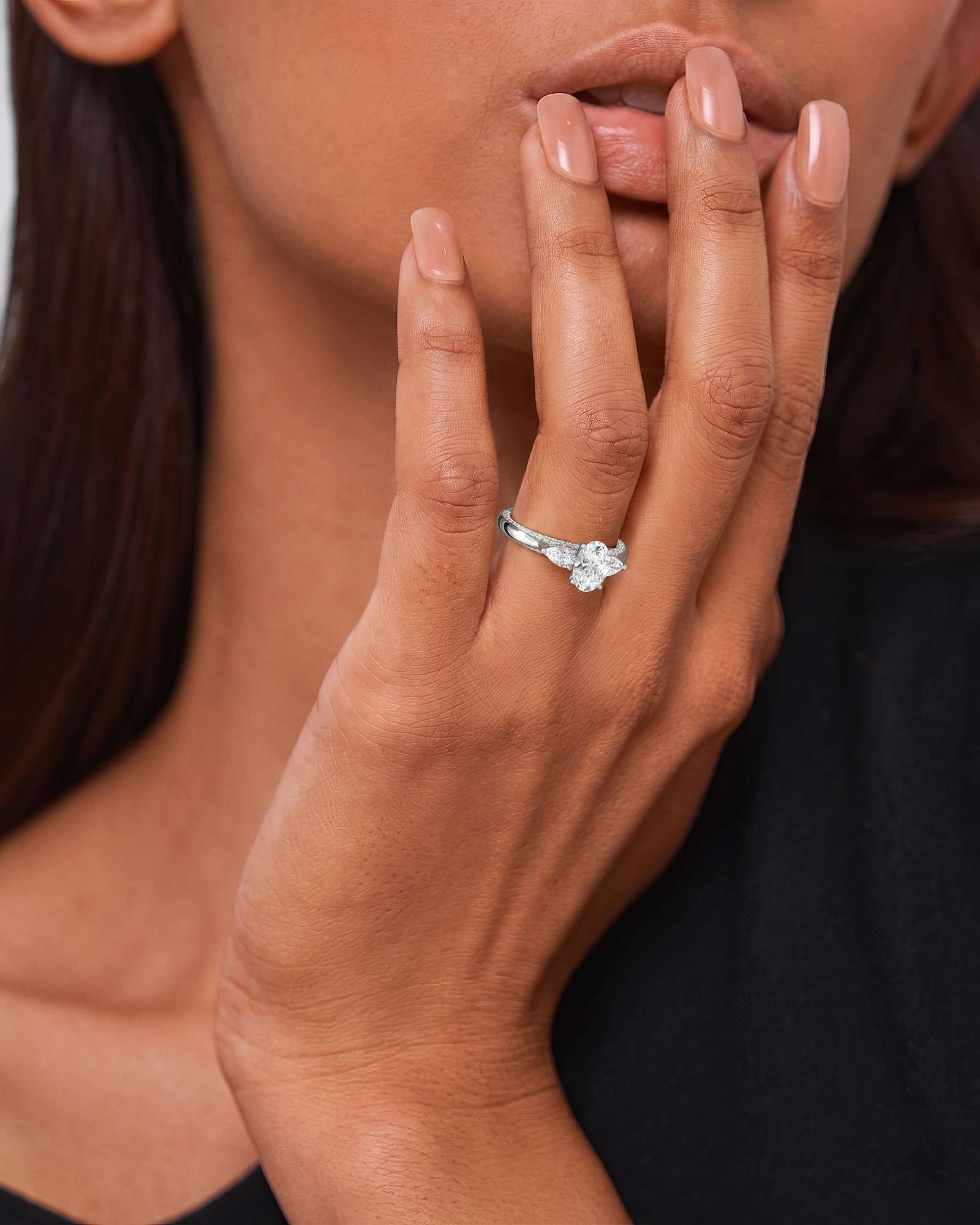 Verve Triana Solitaire Diamond Engagement Ring, With 1.00 ct Oval Cut in 14K White Gold (1.75 ctw)