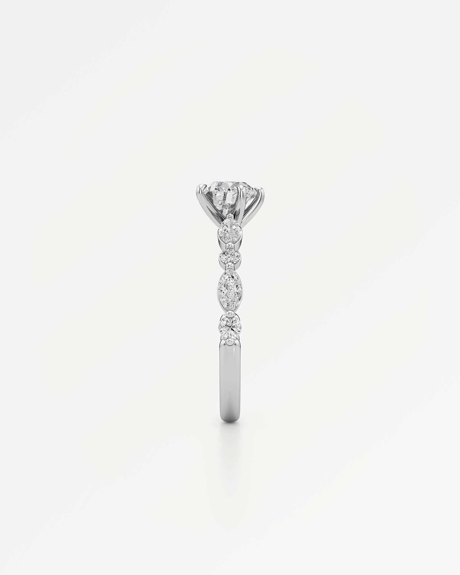 Verve Zolaine Solitaire Diamond Engagement Ring, With 1.00 ct Heart Cut in 14K White Gold (1.58 ctw)