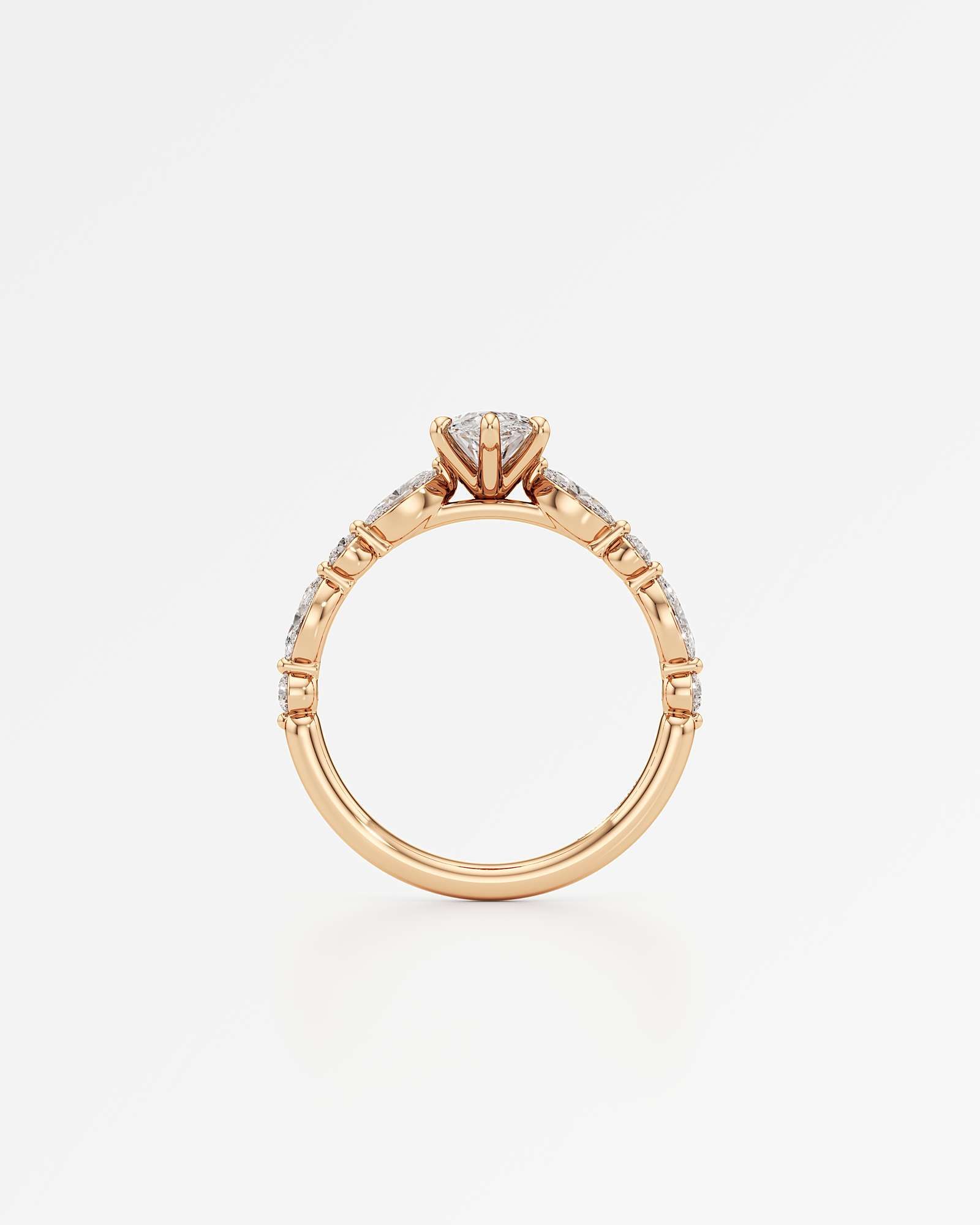 Verve Zolaine Solitaire Diamond Engagement Ring, With 1.00 ct Marquise Cut in 14K Rose Gold (1.58 ctw)