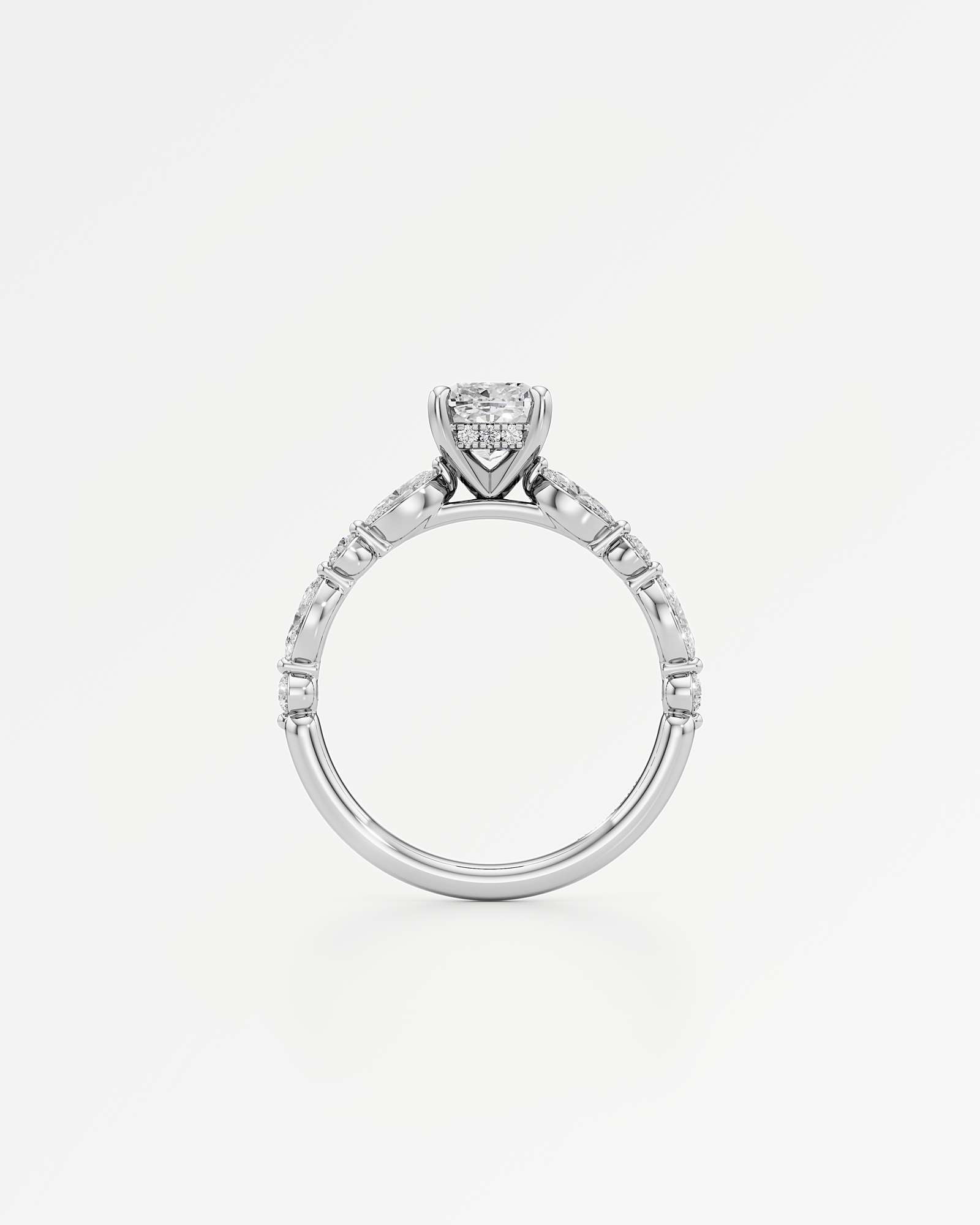 Verve Zolaine Hidden Halo Diamond Engagement Ring, With 1.00 ct Cushion Cut in 14K White Gold (1.64 ctw)
