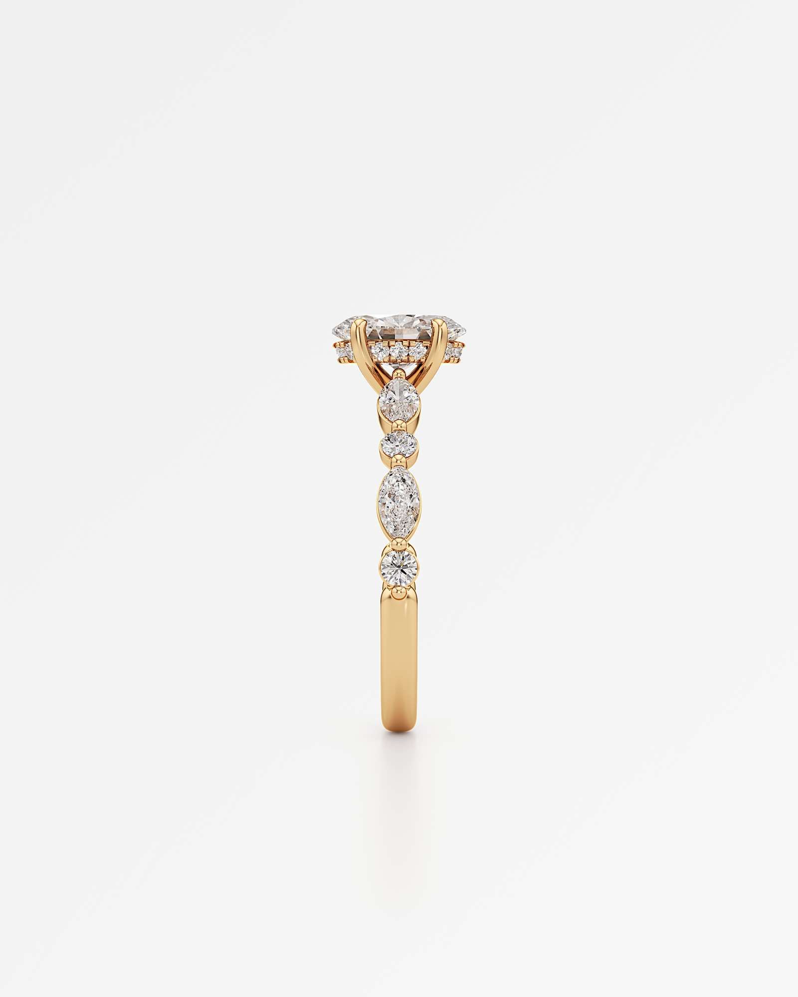 Verve Zolaine Hidden Halo Diamond Engagement Ring, With 1.00 ct Oval Cut in 14K Yellow Gold (1.65 ctw)